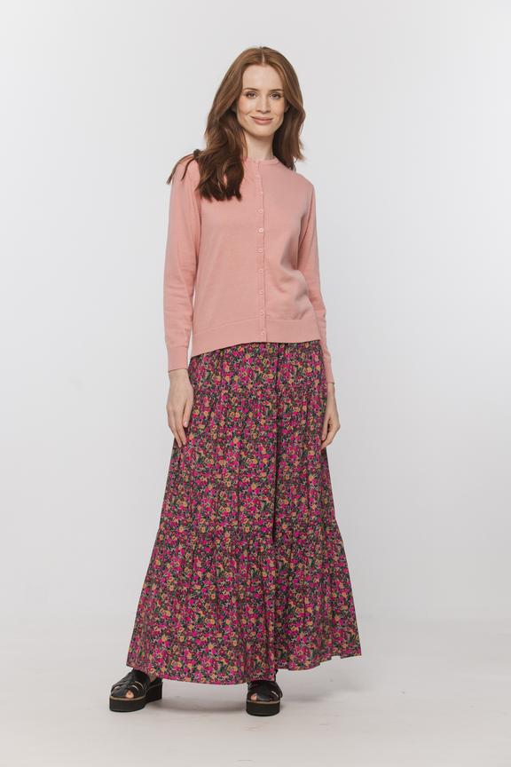 Bawełniany różowy sweterek o prostym fasonie