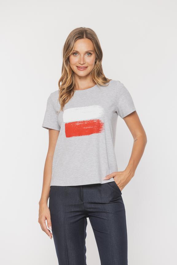Bawełniany szary t-shirt z polską flagą
