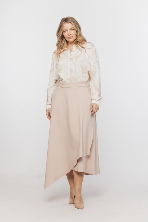 Beżowa asymetryczna spódnica w eleganckim wydaniu