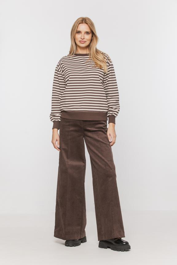 Beżowa lekka bluza w brązowe paski