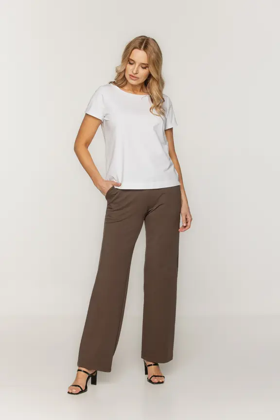 Biały bawełniany t-shirt z wywijanym rękawem