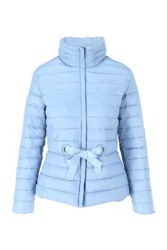 Błękitna pikowana kurtka ze stójką