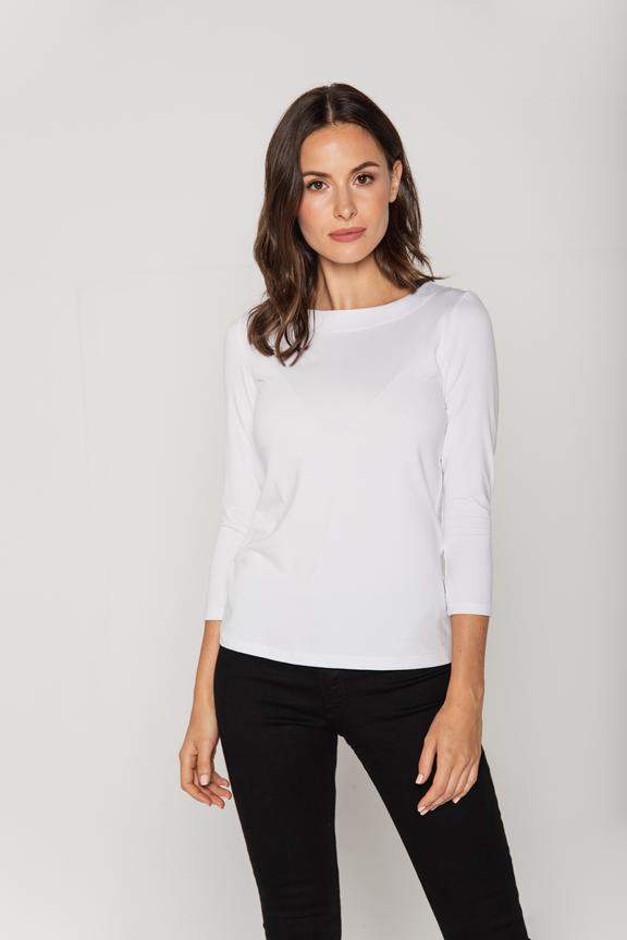 Biała dzianinowa bluzka z długim rękawem