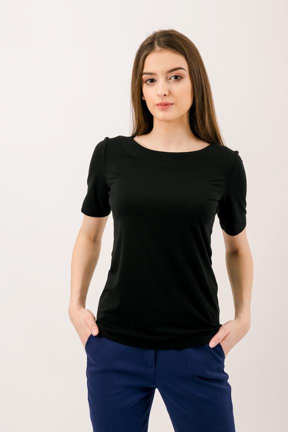 Dzianinowa klasyczna bluzka z krótkim rękawem