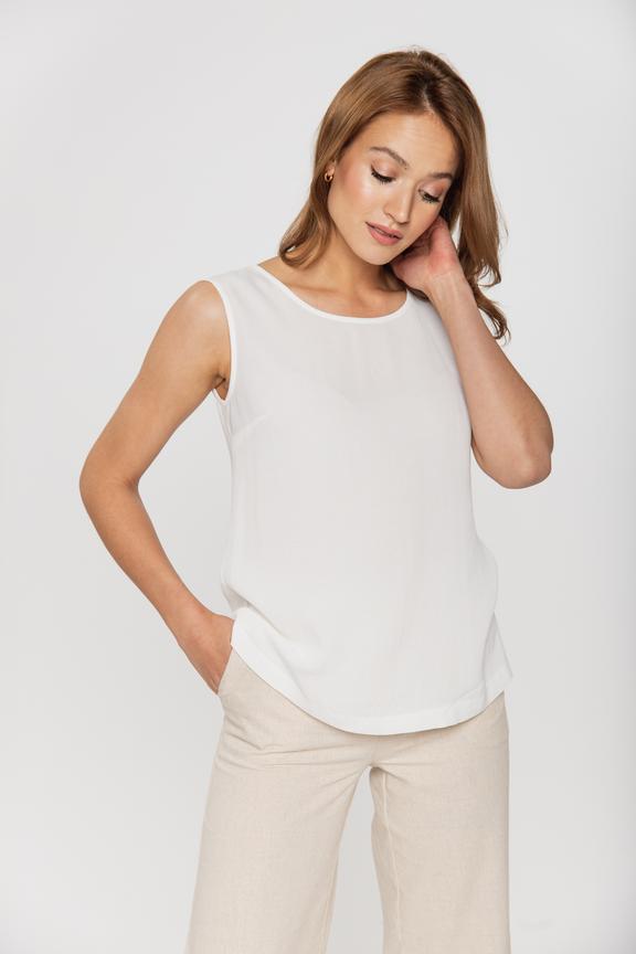 Bluzka ecru z wiskozy na szerokich ramiączkach