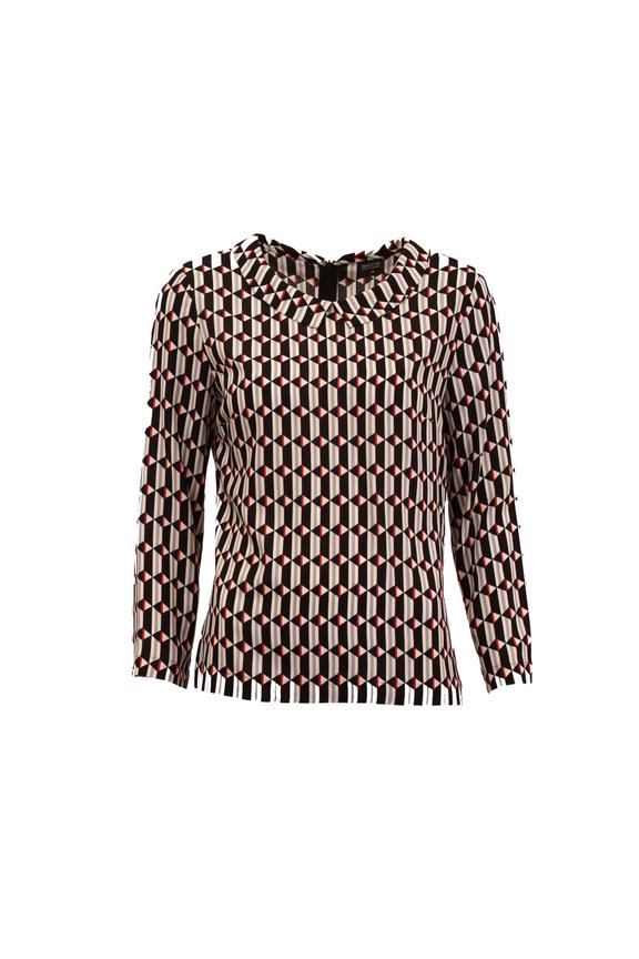 Wiskozowa wzorzysta bluzka zapinana na suwak