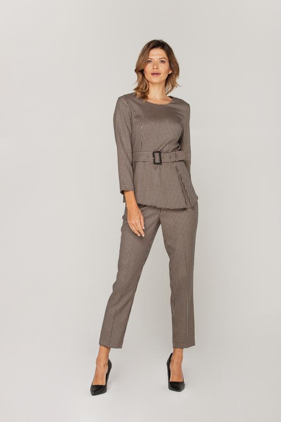 Beżowa bluzka w pepitkę