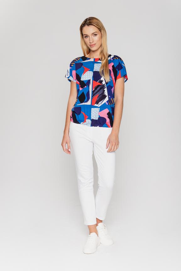 Bawełniana kolorowa bluzka z kimonowym rękawem