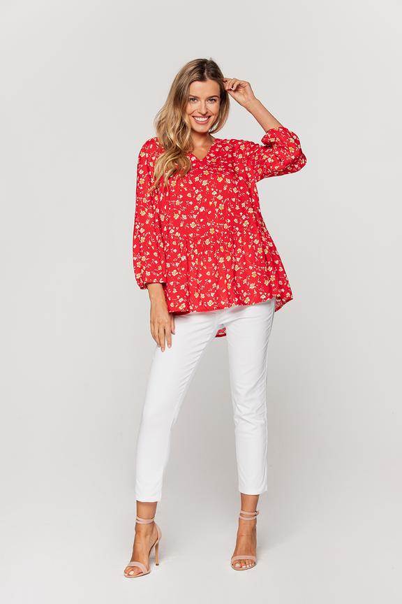 Czerwona bluzka z falbanką