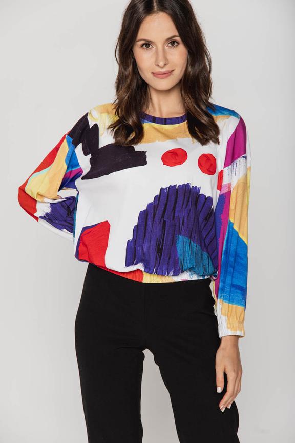 Bawełniana kolorowa bluzka z szerokimi rękawami