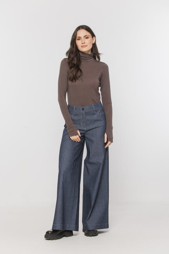 Brązowy lekki golf z domieszką wełny