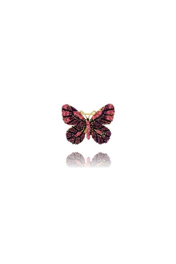 Urocza różowa broszka motyl