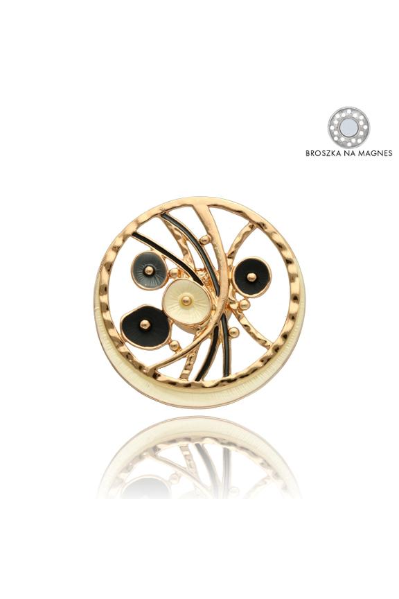 Złota broszka na magnes z ręcznie malowanymi detalami