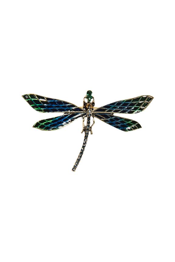 Urocza broszka ważka w odcieniu zieleni