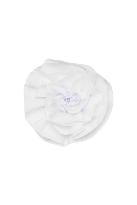 Broszka duży biały kwiat z bawełny