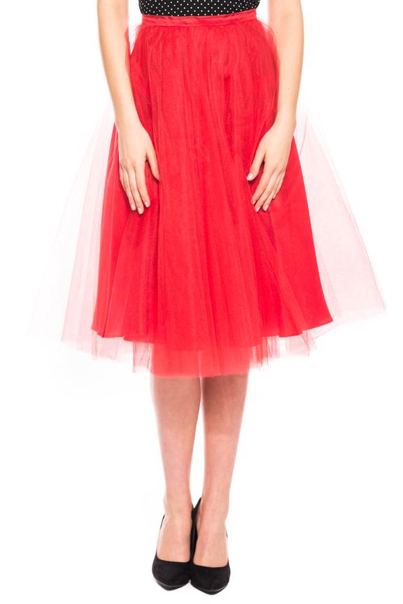 Czerwona tiulowa spódnica midi