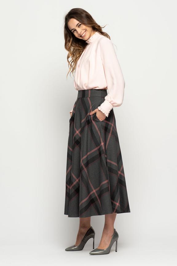 Checkered midi skirt