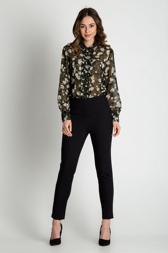 Dopasowane czarne spodnie zapinane z boku na zamek