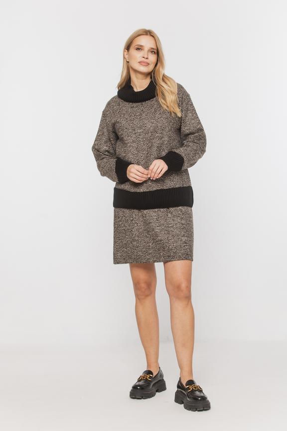 Ciepły luźny golf z wełną i dzianinowym wykończeniem