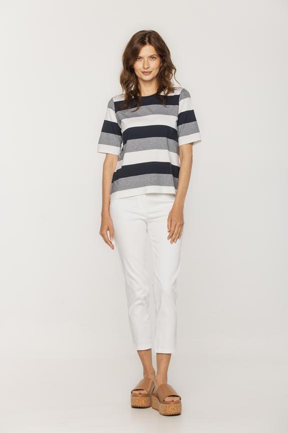 Codzienna bluzka z dzianiny wiskozowej w granatowe paski