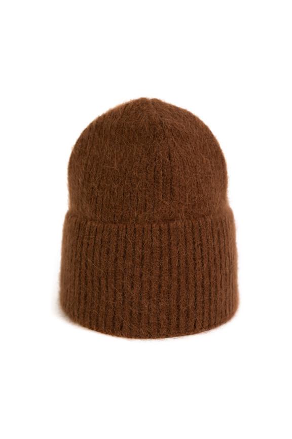 Brązowa miękka czapka z angory