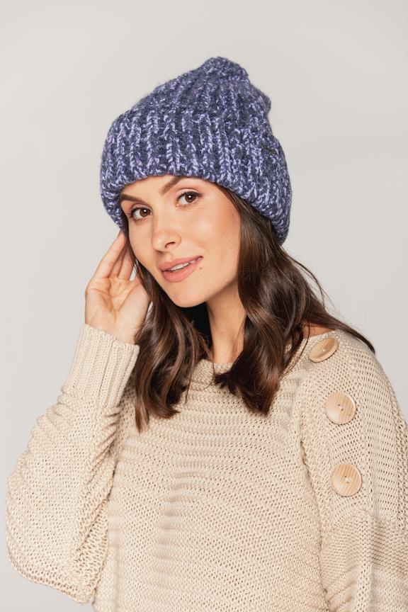 Melange cap in purple color