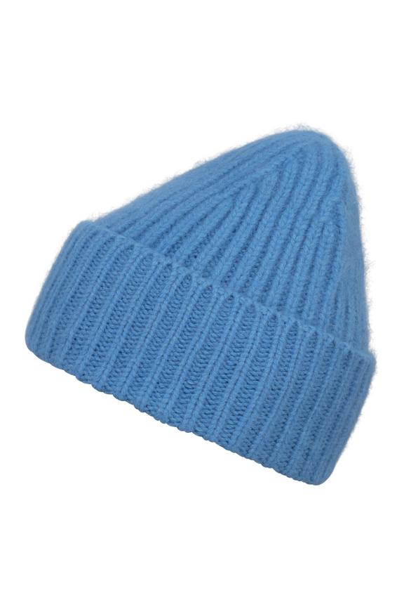 Blue hat with angora wool