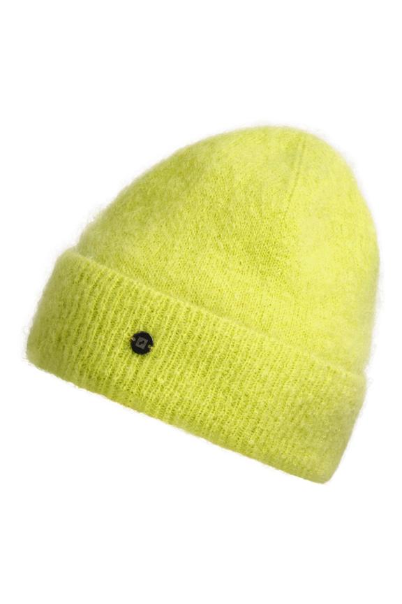 Lime curled cap with mohair