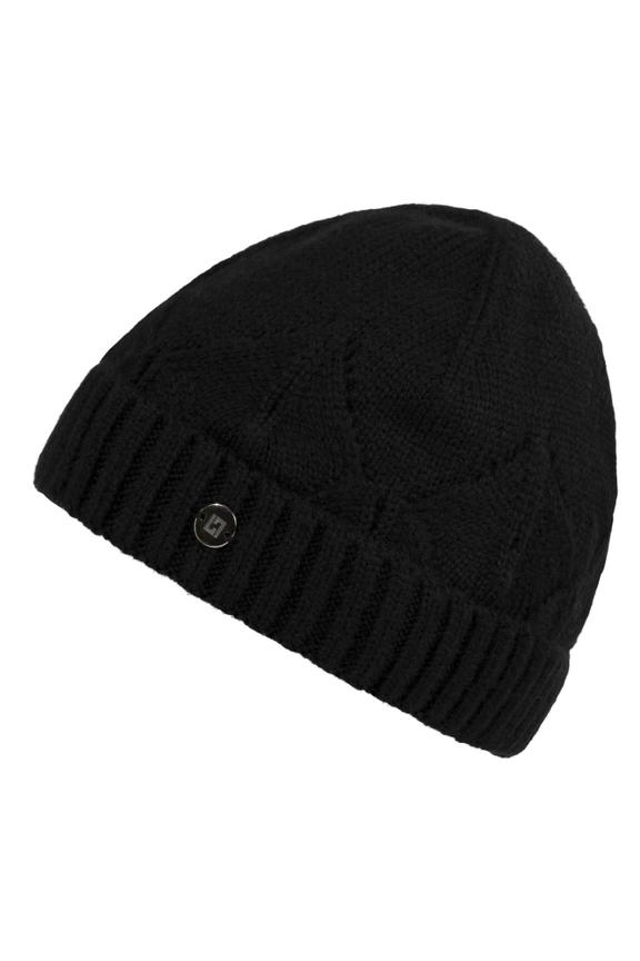 Women's black beanie with Merino wool