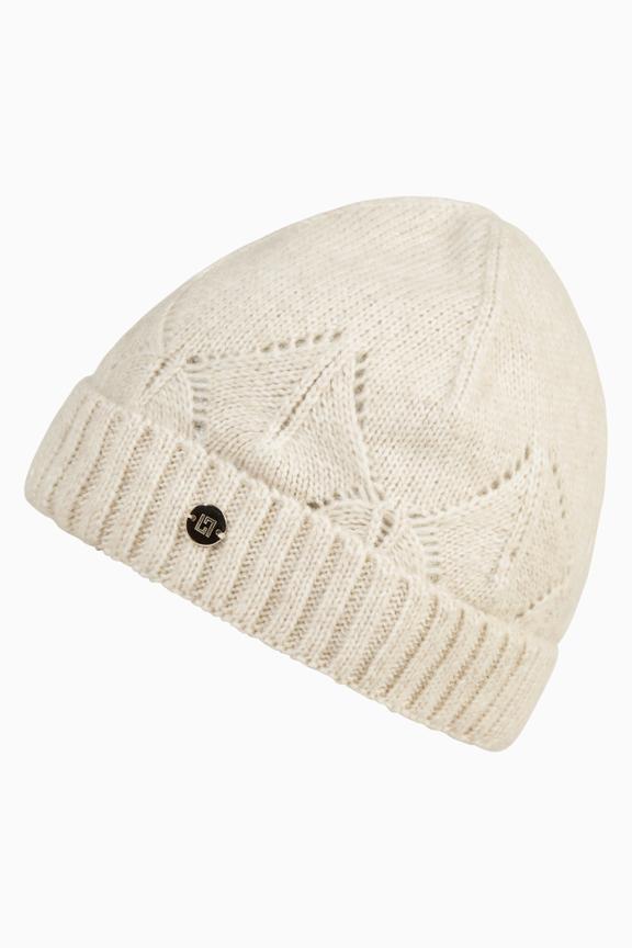 Women's beige beanie with Merino wool