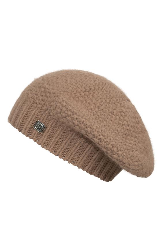 Light brown wool knitted beret