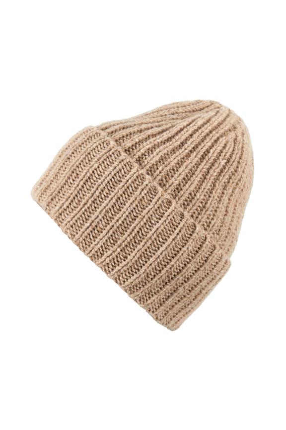 Beige warm wool and silk hat