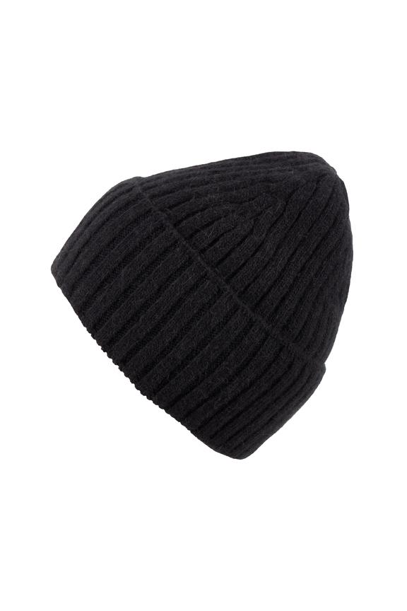 Black angora and cashmere blend hat