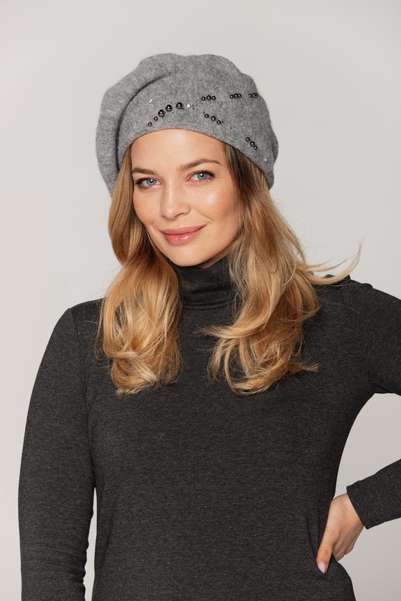 Warm beret in gray color