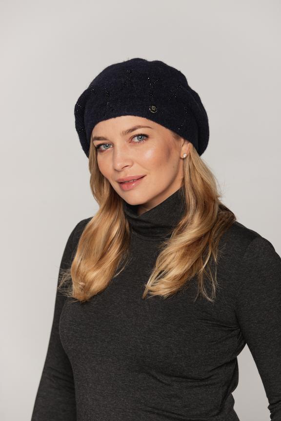 Navy blue beret with added wool
