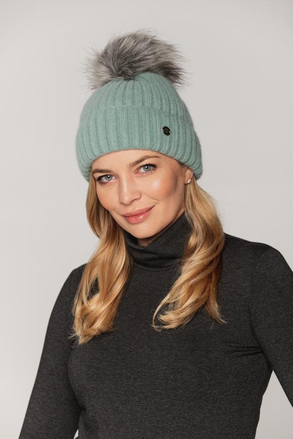 Green angora wool hat