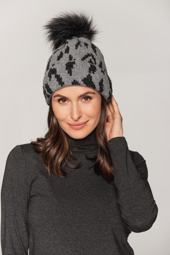 Graphite cap with pom-pom