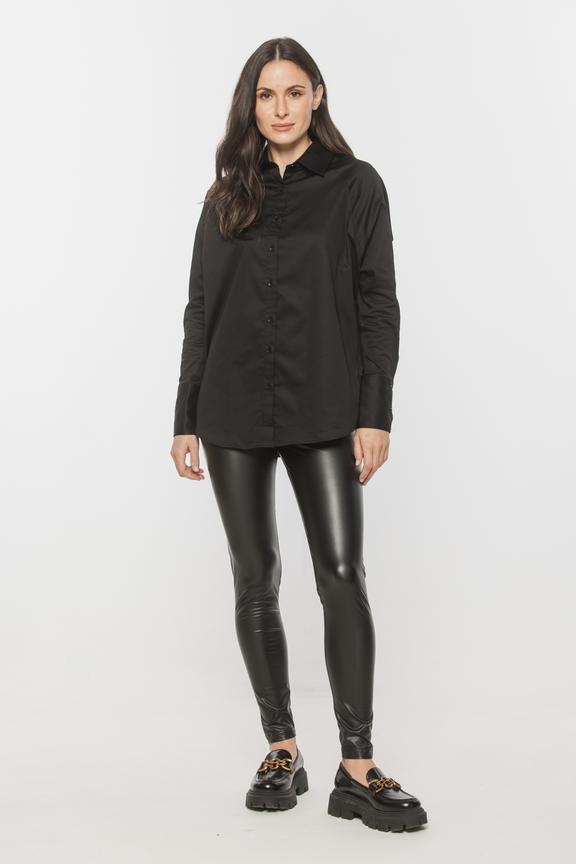 Czarna bawełniana koszula z reglanowym rękawem