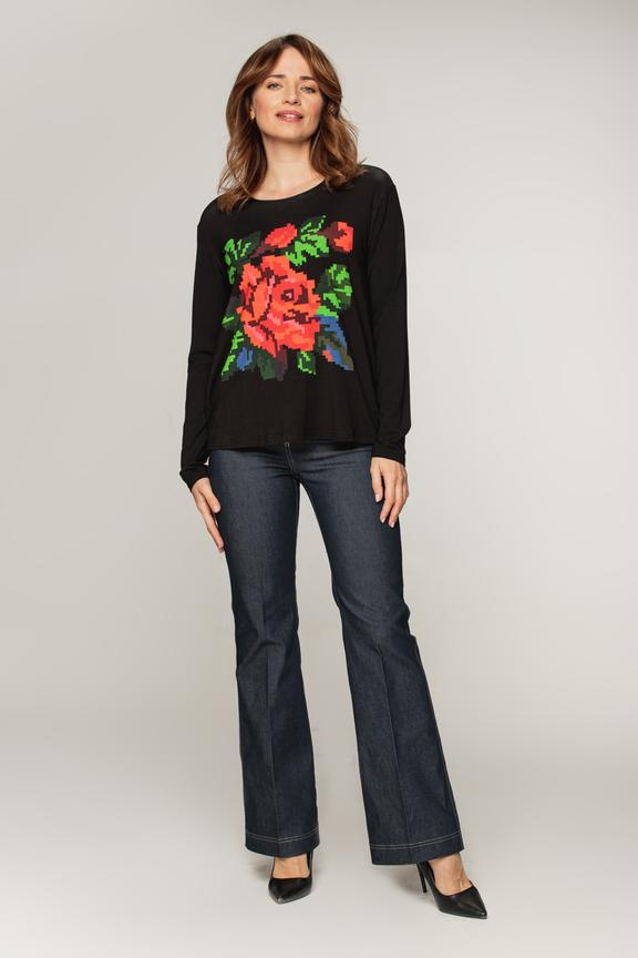 Czarna bluzka z pikselowym nadrukiem