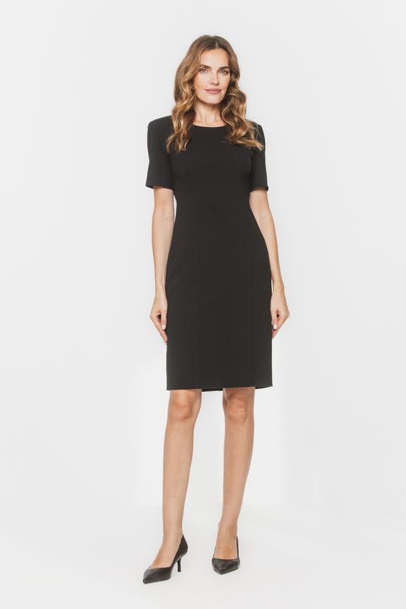Czarna klasyczna sukienka z małym okrągłym dekoltem