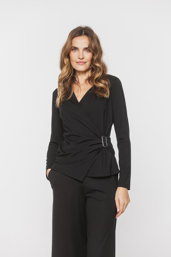 Czarna kobieca bluzka z dzianiny wiskozowej