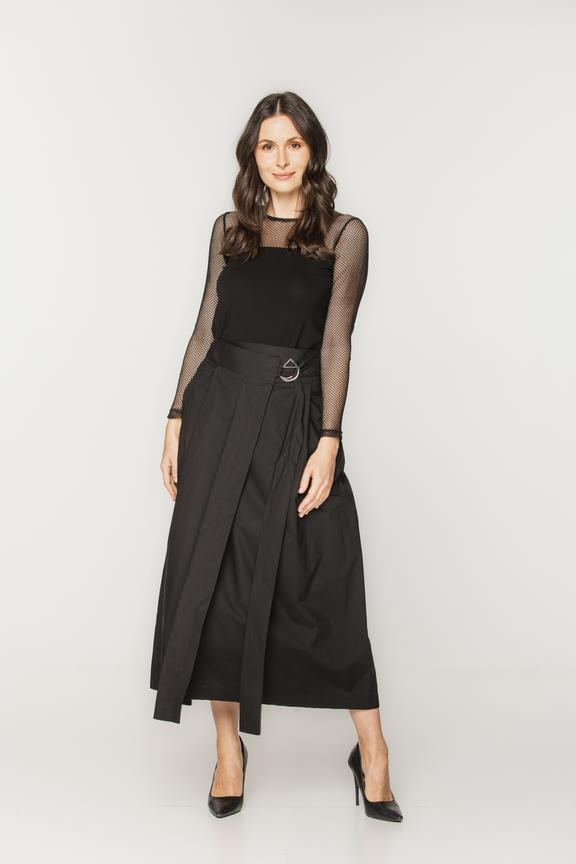 Czarna kopertowa spódnica z bawełny