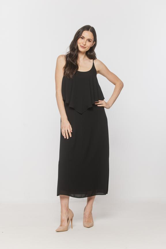 Czarna sukienka z biżuteryjnymi ramiączkami