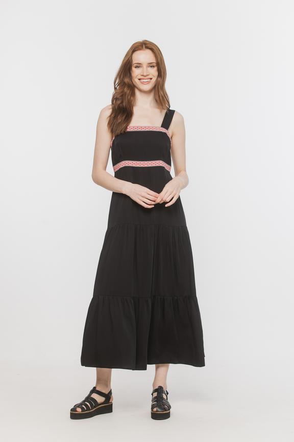 Czarna wiskozowa sukienka midi na ramiączkach
