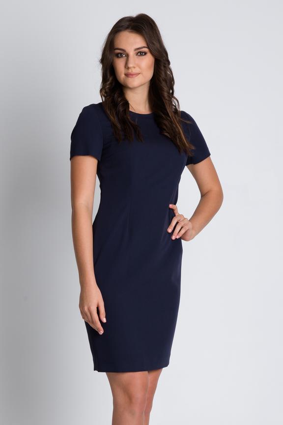 Dopasowana sukienka z podszewką i krótkim rękawem