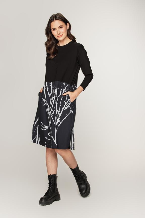 Długa bluzka z dzianiny i tkaniny