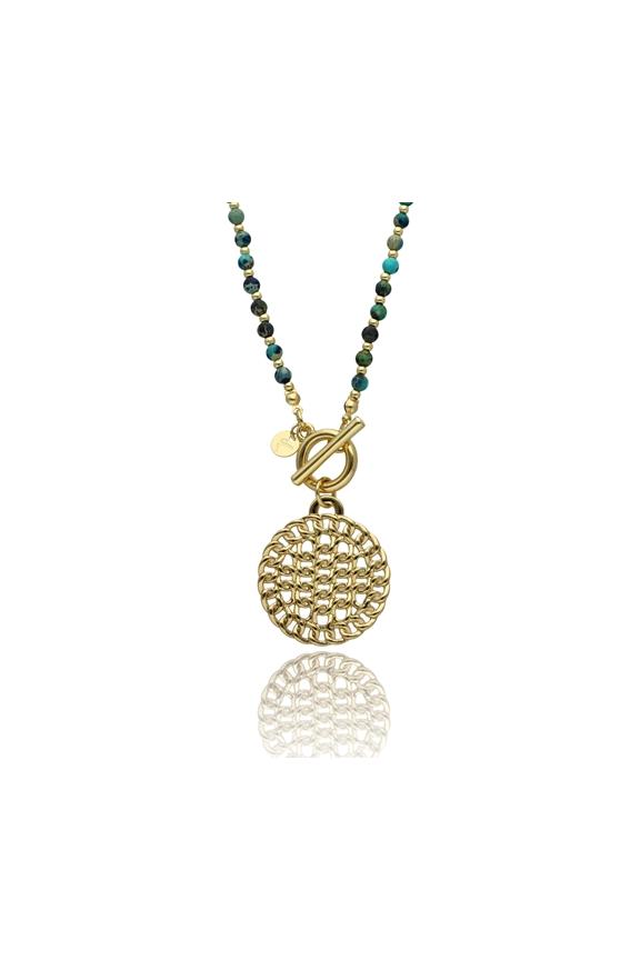 A long stylish necklace with natural stones