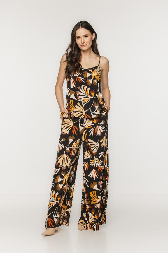 Długie swobodne spodnie palazzo z wiskozy