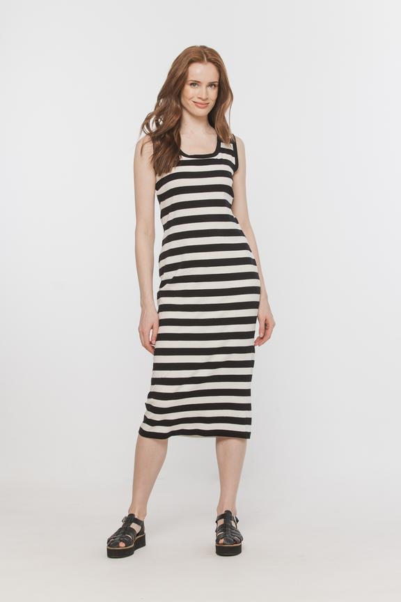 Dopasowana sukienka w paski z dzianiny bawełnianej