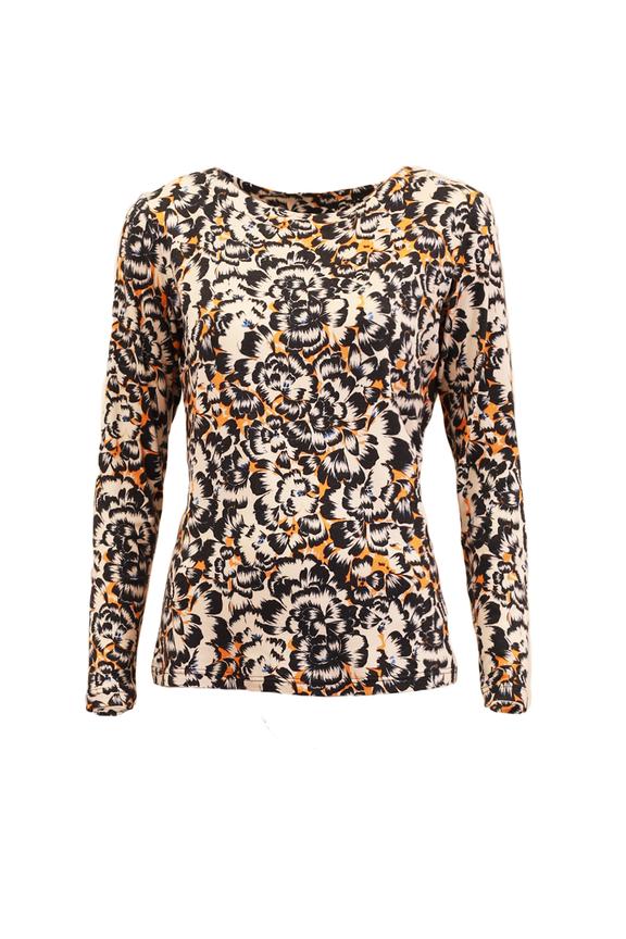 Dopasowana wzorzysta  bluzka z wiskozy